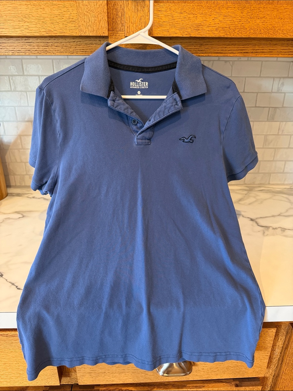 Hollister Men's Navy Polo with Embroidered Logo
